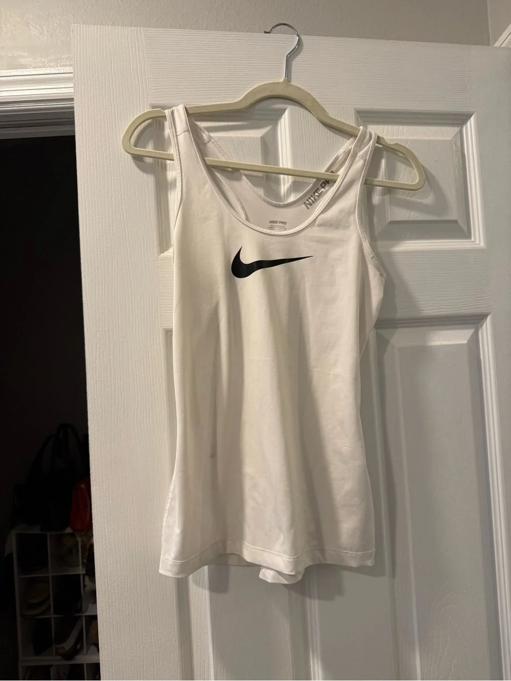 Nike White Tank Top with Black Swoosh